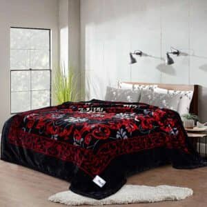 Super Soft 4kg Queen King Mink Blanket Majestic Red Scroll Bedding King