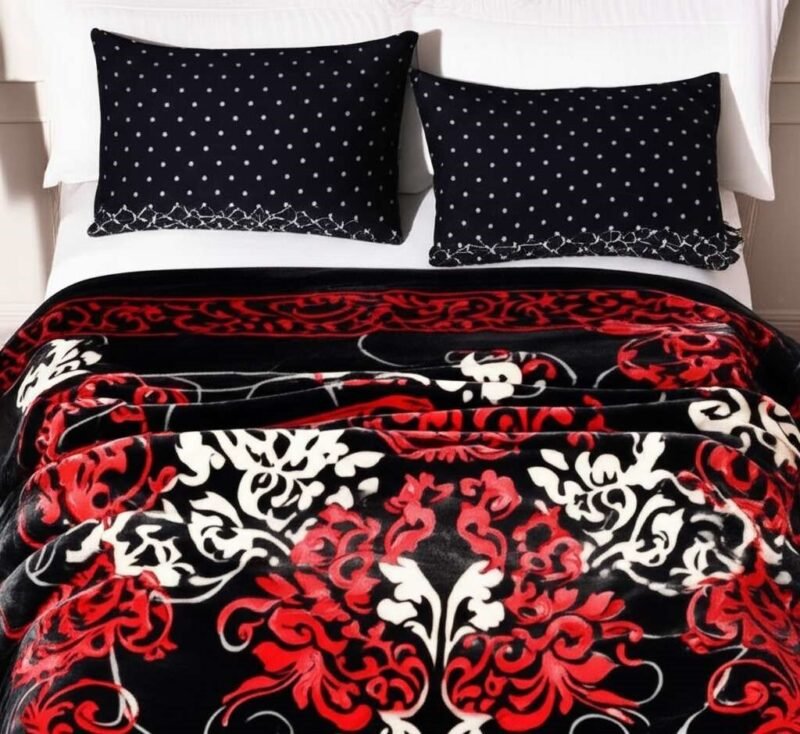 Super Soft 4kg 220 x 240 Mink Blanket – Majestic Red Scroll