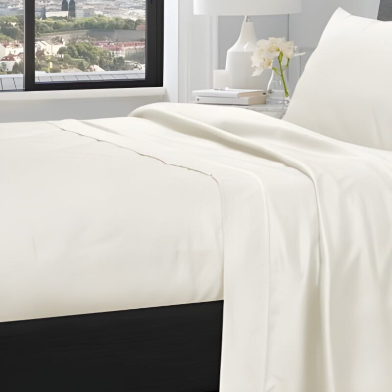 1200TC Pure Egyptian Cotton Sheet Set - Cream - Image 3