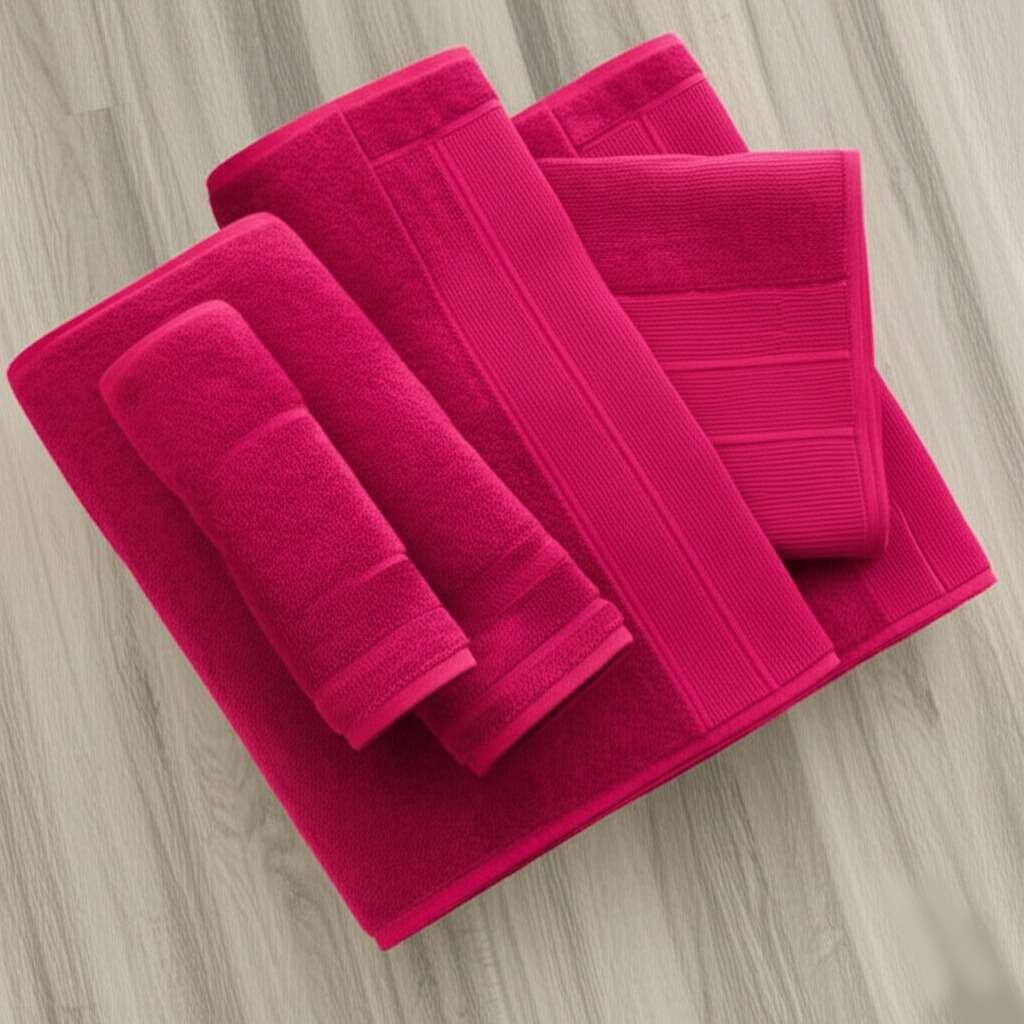 7 Pieces Pure Egyptian Cotton Towel Set – Fushia