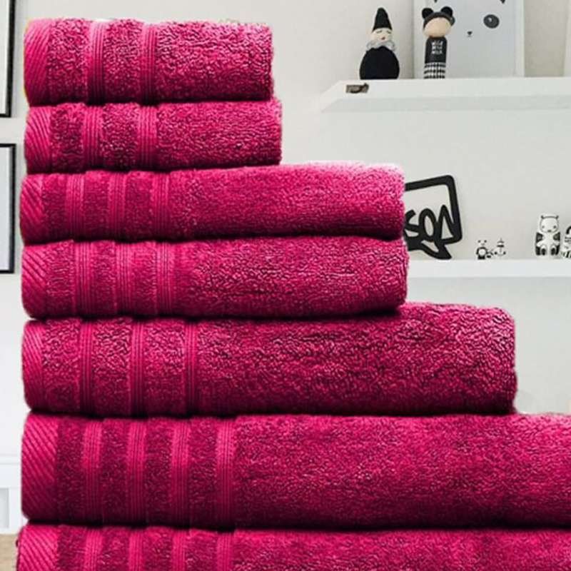 7 Pieces Pure Egyptian Cotton Towel Set – Fushia