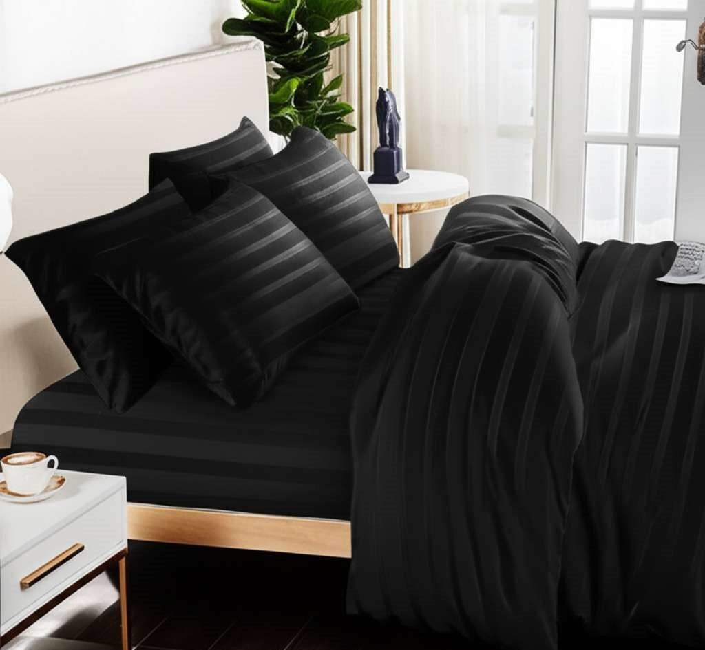 1500TC Cotton Rich 6pcs Quilt Cover – Black