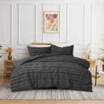 Tufted 3 Pcs Quilt Cover Set - Black