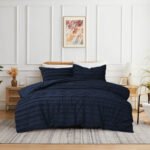 Tufted 3 Pcs Quilt Cover Set - Navy Blue