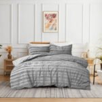 Tufted 3 Pcs Quilt Cover Set - Silver Grey