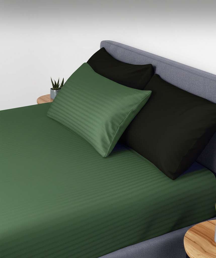 1000TC Cotton Rich Stripe Sheet Set – Sage Green