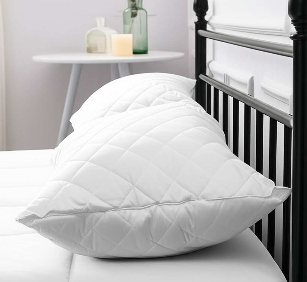 Clearance Water Resistant Quilted Pillow Protector Set – White