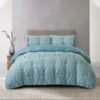 Jacquard 3 Pcs Comforter Set Design - Damask Aqua Blue