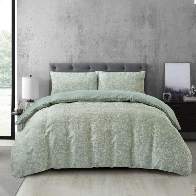 Jacquard 3 Pcs Comforter Set Design - Botanical Sage Green