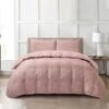 Jacquard 3 Pcs Comforter Set Design - Foliage Muted Pink