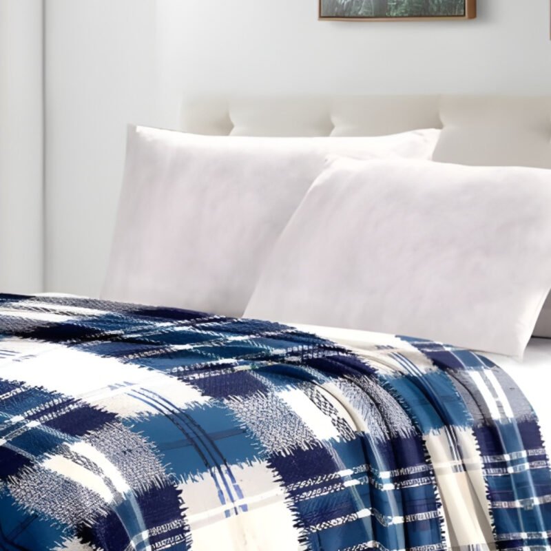 Super Soft 4kg 220 x 240 Mink Blanket - Plaid Blue - Image 2