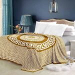 Super Soft 4kg 220 x 240 Mink Blanket - Golden Yellow Greek Key