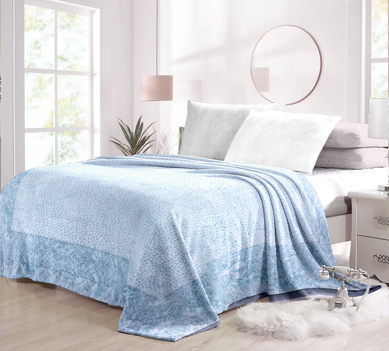 Super Soft 4kg 220 x 240 Mink Blanket - Pebble Sky Blue