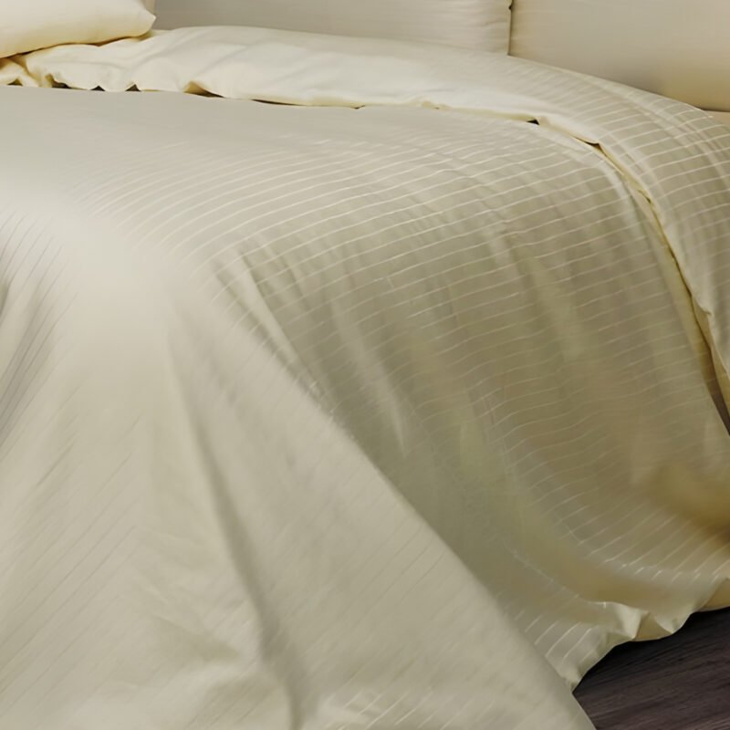 1000TC 6 Pcs Pure Cotton Stripe Quilt Cover Set - Ivory - Image 3