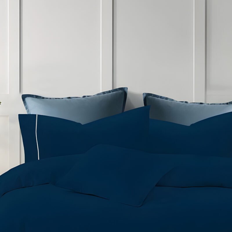 1200TC Pure Cotton 3pcs Embroidery Quilt Cover - Navy - Image 2
