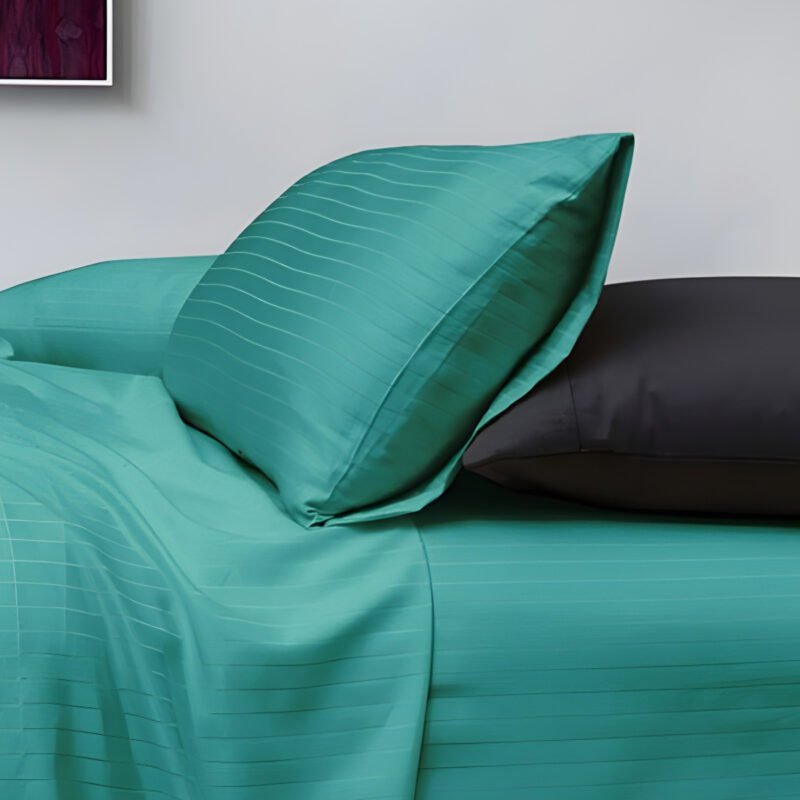 1000TC Cotton Rich Pin Stripe Sheet Set - Teal - Image 2