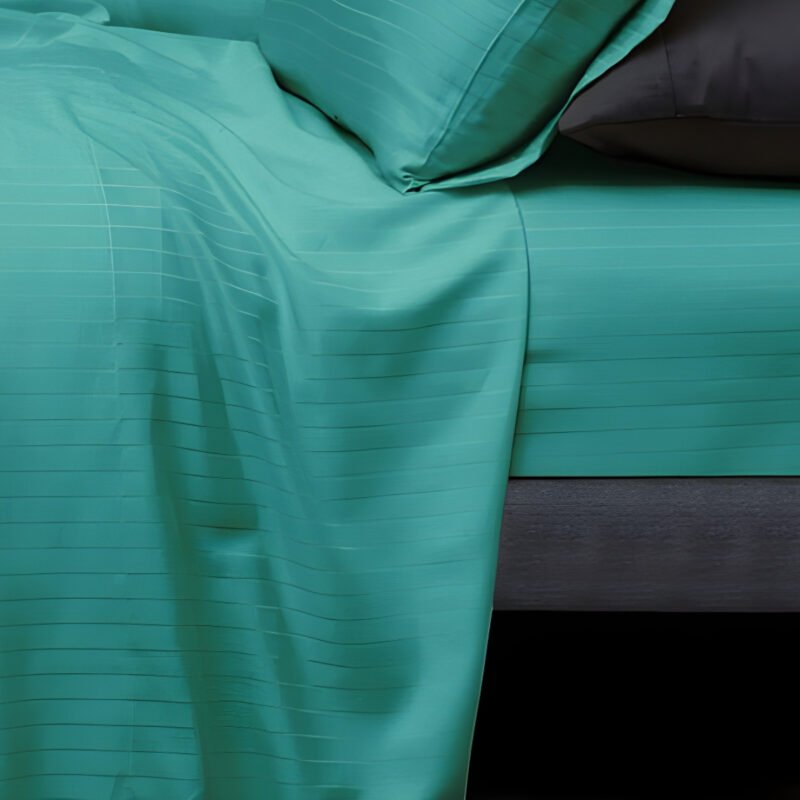 1000TC Cotton Rich Pin Stripe Sheet Set - Teal - Image 3