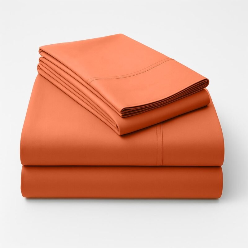 1000TC Pure Egyptian Cotton Sheet Set - Orange - Image 2
