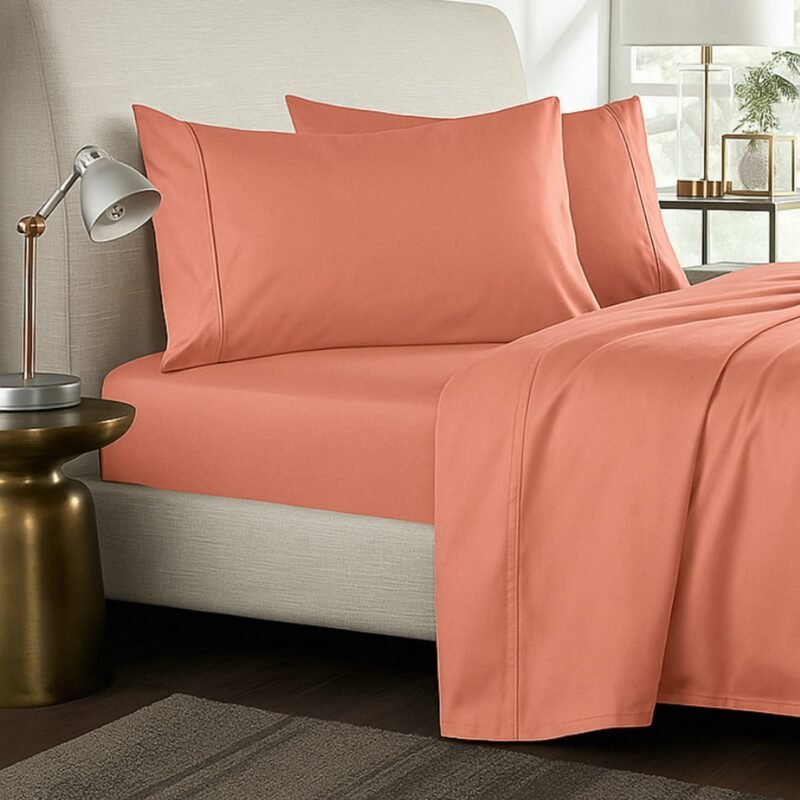 1000TC Pure Egyptian Cotton Sheet Set - Peach - Image 3