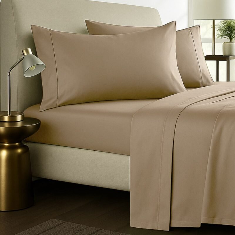 1000TC Pure Egyptian Cotton Sheet Set - Sandrift - Image 3