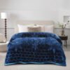 Super Soft 4kg Mink Blanket - Blue Floral Hexa Design
