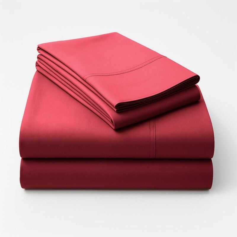 1000TC Pure Egyptian Cotton Sheet Set - Valentine Red - Image 2