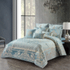 10 Pcs Luxury Bedding Gift Set - Teal Blue Damask