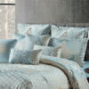 10 Pcs Luxury Bedding Gift Set - Teal Blue Damask