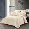 10 Pcs Luxury Bedding Gift Set - Light Beige Damask