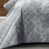 3 Piece Crushed Velvet Coverlet Set - Grey