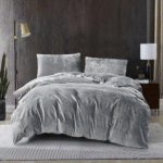 Crushed Velvet 3 Piece Quilt Cover Set - Grey