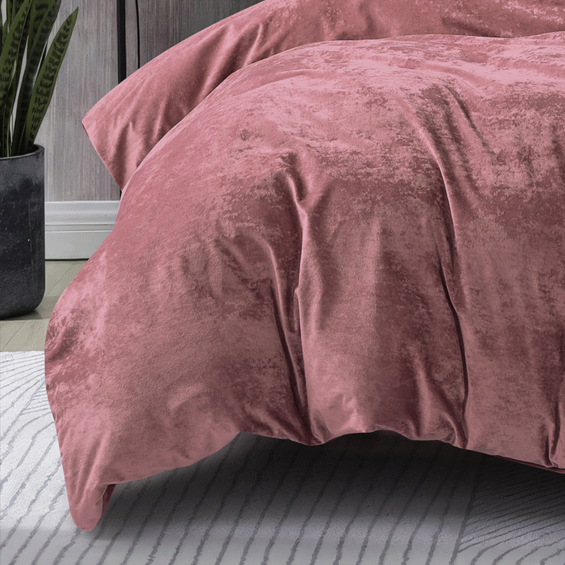 Velvet 3 Pcs Quilt Cover Set - Dusty Pink