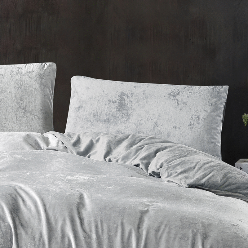 Velvet 3 Pcs Quilt Cover Set Silver
