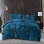 Crushed Velvet 3 Piece Quilt Cover Set - Dark Teal Blue